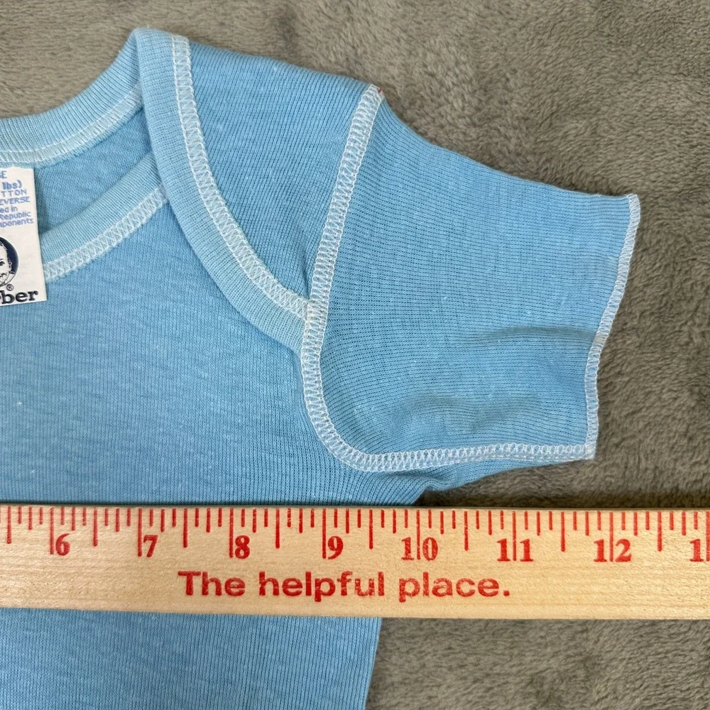 Gerber Baby Boy Blue Ribbed Short Sleeve Bodysuit Large 27-34 lbs